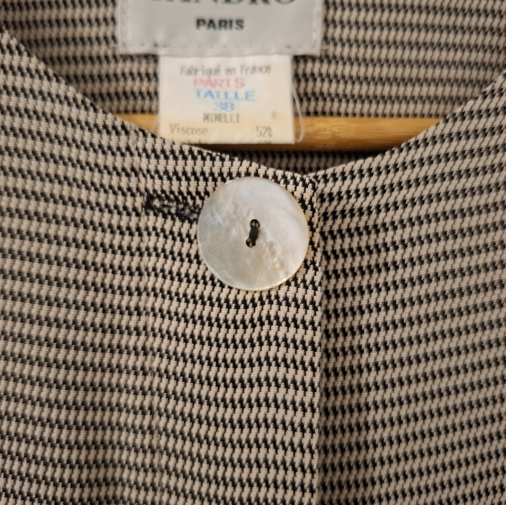 Sandro Paris Women's Black & Tan Check Vintage Jacket/Blouse (Size EU 38; US M) - Picture 4 of 9